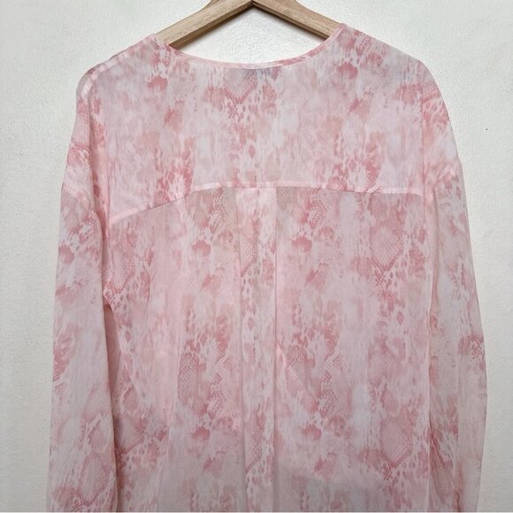 Allsaints Womens 4 Snake Print Wrap Sheer Pink Blouse - Picture 12 of 14